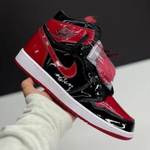 کفش نایک ایر جردن وان ساقدار ورنی مشکی قرمز Nike Air Jordan 1 High Patent Bred