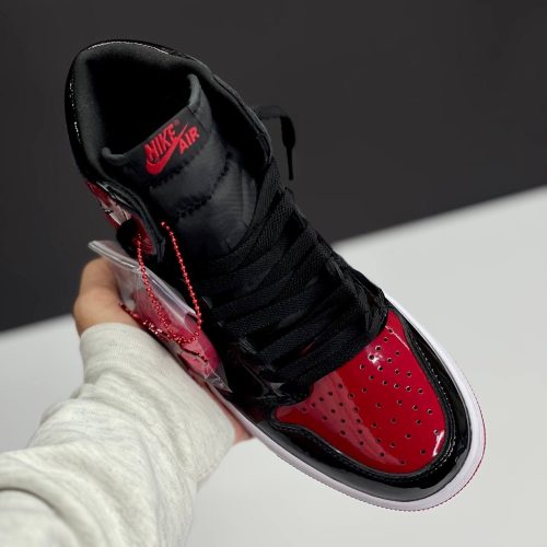 IMG_4242-500x500-1 کفش نایک ایر جردن وان ساقدار ورنی مشکی قرمز Nike Air Jordan 1 High Patent Bred