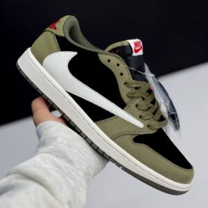 کفش نایک ایر جردن وان لو تراویس اسکات بلک الیو Nike Air Jordan 1 Low Travis Scott Black Olive