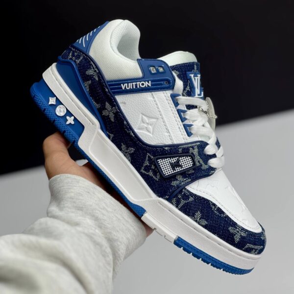 IMG_5138 لویی ویتون ترینر سفید آبی Louis Vuitton Trainer White Blue