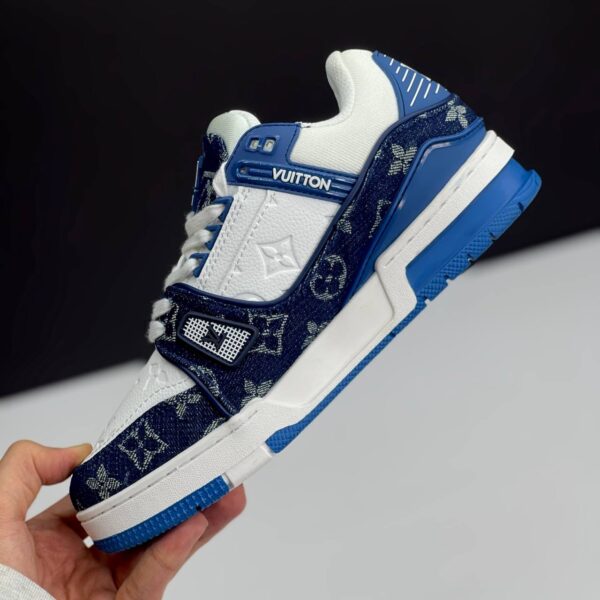 IMG_5140 لویی ویتون ترینر سفید آبی Louis Vuitton Trainer White Blue
