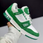 لویی ویتون ترینر سفید سبز  Louis Vuitton Trainer White Green