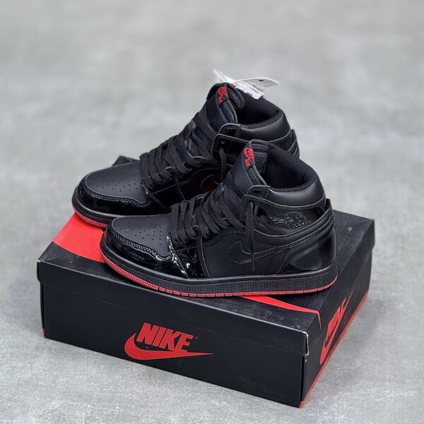 IMG_7928-scaled-1 کفش نایک ایر جردن وان ساقدار ورنی بلکند Nike Air Jordan 1 High Patent Blackend