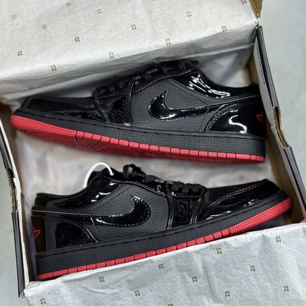 IMG_7945-scaled-1 کفش نایک ایر جردن وان لو مشکی ورنی بلکند Nike Air Jordan 1 Low Black Patent