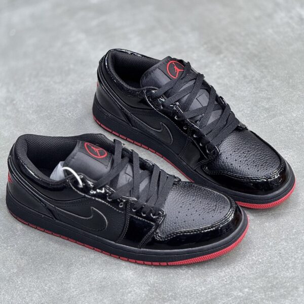 IMG_7947-scaled-1 کفش نایک ایر جردن وان لو مشکی ورنی بلکند Nike Air Jordan 1 Low Black Patent