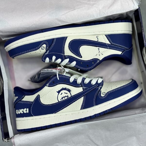 IMG_8121-scaled-1-1 کفش نایک ایر جردن وان لو تراویس اسکات گوچی سفید سرمهای Nike Air Jordan 1 Low Travis Scott Gucci
