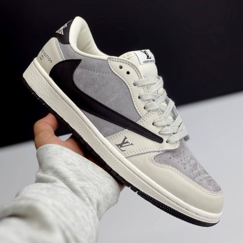 IMG_8585-500x500-1 کفش نایک ایر جردن وان لو تراویس اسکات لویی ویتون کرم قهوهای Nike Air Jordan 1 Low Travis Scott Louis Vuitton Brown