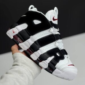 کفش نایک ایر مور آپتمپو سفید مشکی قرمز Nike Air More Uptempo White Black Red