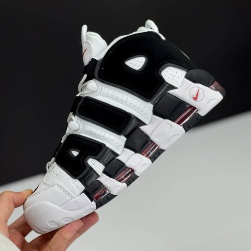 کفش نایک ایر مور آپتمپو سفید مشکی قرمز Nike Air More Uptempo White Black Red