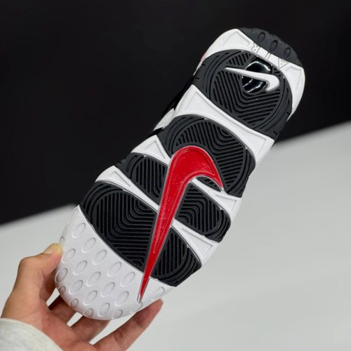 کفش نایک ایر مور آپتمپو سفید مشکی قرمز Nike Air More Uptempo White Black Red