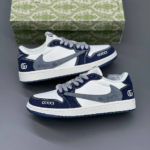 کفش نایک تراویس اسکات گوچی سفید سرمه‌ای Nike Travis Scott Gucci White Navy