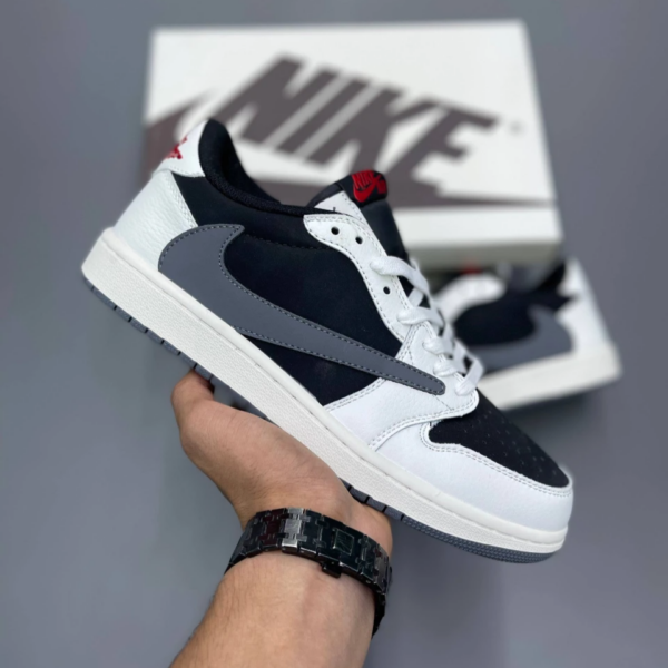 کفش نایک ایر جردن وان لو تراویس اسکات سیل طوسی Nike Air Jordan 1 Low Travis Scott Sail Grey