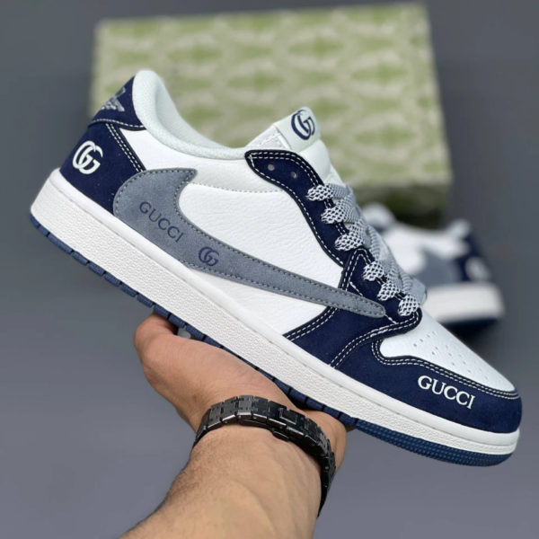 کفش نایک تراویس اسکات گوچی سفید سرمه‌ای Nike Travis Scott Gucci White Navy