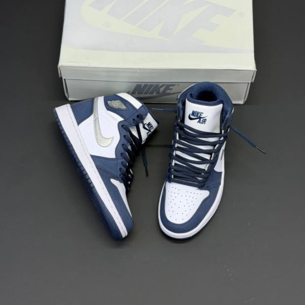 ht1lx90t کفش نایک ایر جردن وان ساقدار رترو سرمهای Nike Air Jordan 1 Retro High Navy