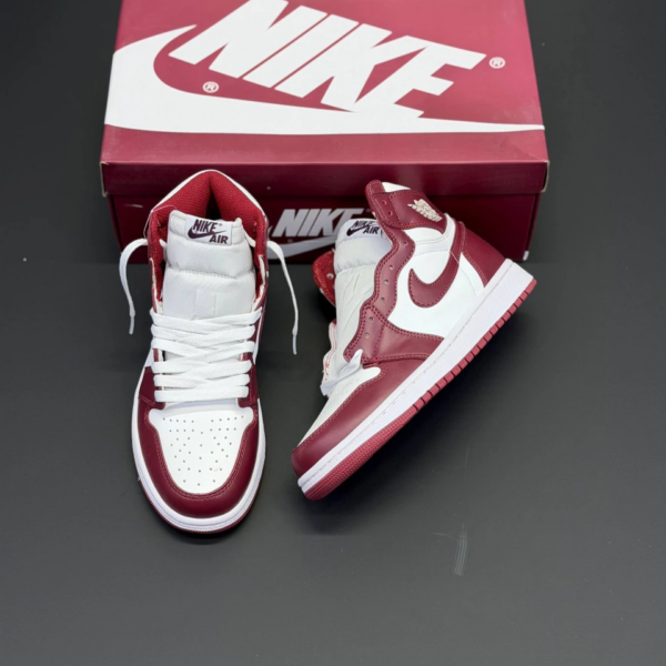 i4p2uh3z کفش نایک ایر جردن وان ساقدار رترو زرشکی Nike Air Jordan 1 Retro High Burgundy