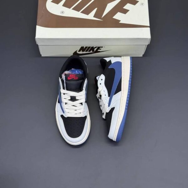کفش نایک ایر جردن وان لو تراویس اسکات مشکی آبی Nike Air Jordan 1 Low Travis Scott Black Blue