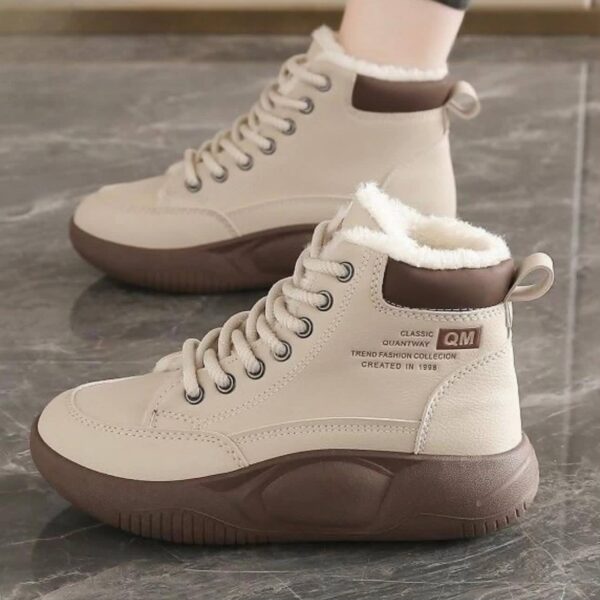 photo_1_2026-07-14_22-27-53 نیم بوت خزدار ضد آب کرم قهوهای Waterproof Fur Lined Beige Brown Boots