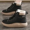 نیم بوت خزدار ضد آب مشکی کرم Waterproof Fur Lined Black Beige Boots