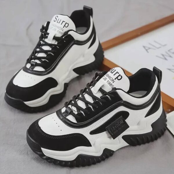 photo_1_2026-07-23_22-12-07 کتونی لژدار زنانه سفید مشکی فشن Women’s White Black Platform Fashion Sneakers