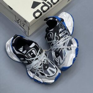 کفش آدیداس رانر دیلاکس سفید طوسی آبی Adidas Runner Deluxe White Gray Blue