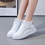 نیم بوت ساقدار فانتزی سفید خاکی