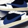 کفش نایک ایر جردن وان لو تراویس اسکات کرم سورمه‌ای Nike Air Jordan 1 Low Travis Scott Cream Navy