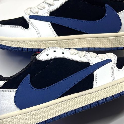 کفش نایک ایر جردن وان لو تراویس اسکات کرم سورمه‌ای Nike Air Jordan 1 Low Travis Scott Cream Navy