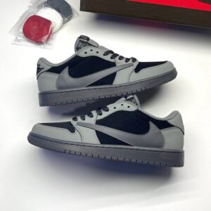 کفش نایک ایر جردن وان لو تراویس اسکات مشکی طوسی Nike Air Jordan 1 Low Travis Scott Black Gray