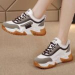 کتونی لژدار زنانه قهوه‌ای فشن Women Brown Platform Fashion Sneakers