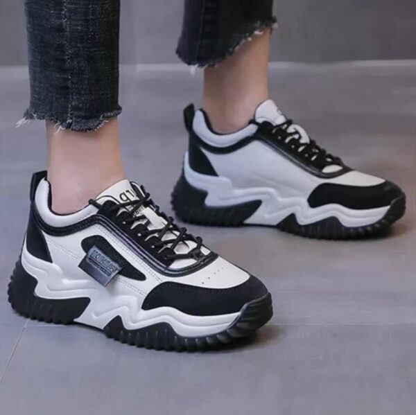 photo_3_2026-07-23_22-12-07 کتونی لژدار زنانه سفید مشکی فشن Women’s White Black Platform Fashion Sneakers