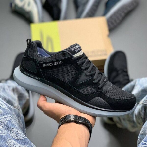 کفش اسکیچرز کوانتوم فلکس مشکی طوسی Skechers Quantum Flex Black Grey