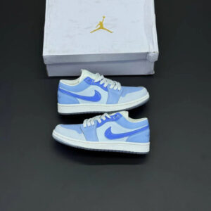 کفش نایک ایر جردن وان لو آبی باکس Nike Air Jordan 1 Low Blue Box