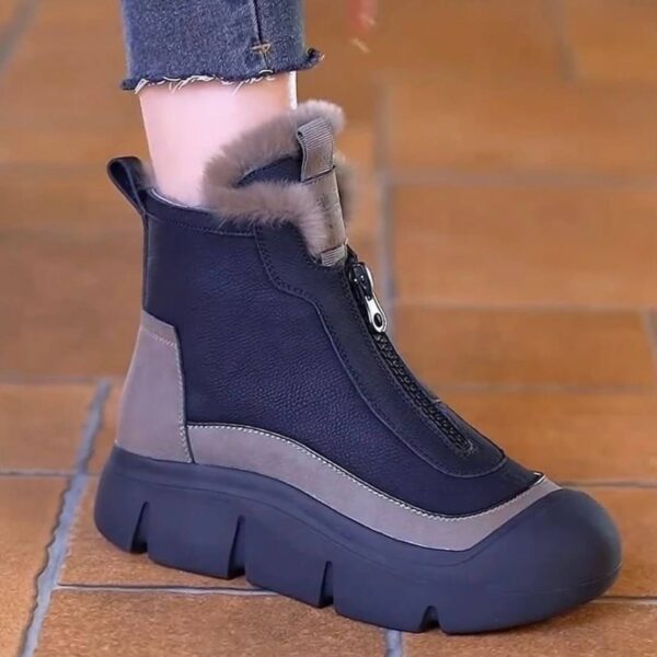 نیم بوت زیپ دار خزدار مشکی Black Fur Lined Zip Boots