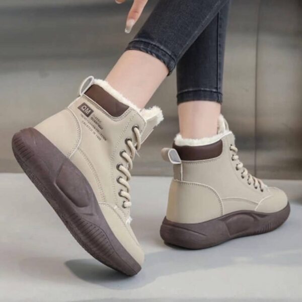 photo_4_2026-07-14_22-27-53 نیم بوت خزدار ضد آب کرم قهوهای Waterproof Fur Lined Beige Brown Boots