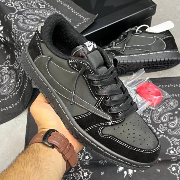 کفش نایک ایر جردن وان لو تراویس اسکات بلک فانتوم Nike Air Jordan 1 Low Travis Scott Black Phantom