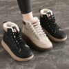 نیم بوت خزدار ضد آب مشکی کرم Waterproof Fur Lined Black Beige Boots