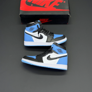 w0blua06 کفش نایک ایر جردن وان رترو ساقدار مشکی آبی Nike Air Jordan 1 Retro High Black Blue
