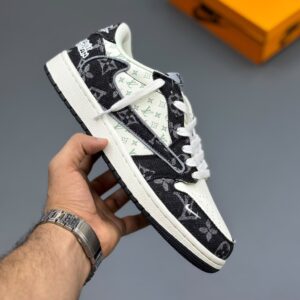 19448176 جردن وان لویی ویتون Air Jordan 1 Low Travis Scott Louis Vuitton Black Denim