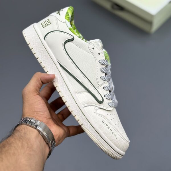 19516844 جردن ۱ لو تراویس اسکات ژیوانشی سفید سبز Travis Scott x Givenchy Air Jordan 1 Low White / Green