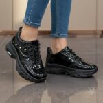 کتونی اسپرت لژدار فول مشکی ورنی Women’s Platform Full Black Patent Sneakers