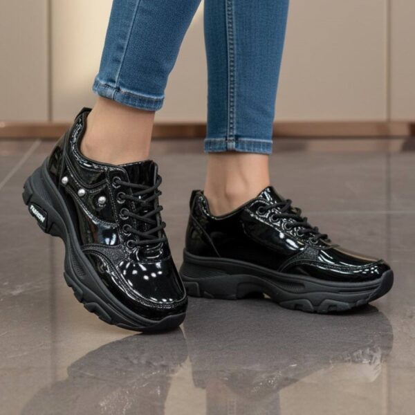 photo_1_2026-08-13_01-41-46-1 کتونی اسپرت لژدار فول مشکی ورنی Women’s Platform Full Black Patent Sneakers