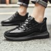 کتونی مردانه جدید با طرح چرم تمساح مشکی Men’s Crocodile Pattern Black Casual Sneakers