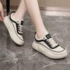 کتونی اسپرت لژدار طبی زنانه فانتزی کرم مشکی Women’s Platform Orthopedic Cream Black Fashion Sneakers