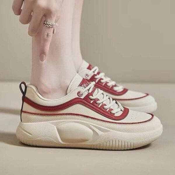 کتونی اسپرت لژدار خاص زنانه کرم قرمز Women’s Premium Platform Cream Red Sneakers