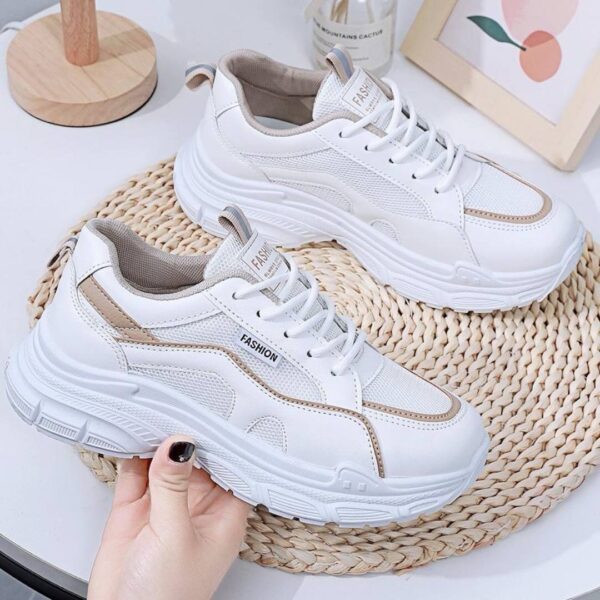 photo_2_2026-08-09_21-51-31 کتونی اسپرت لژدار طبی مدل چونه فانتزی سفید کرم Women’s Chunky Platform Orthopedic White Cream Fashion Sneakers