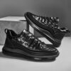 کتونی مردانه جدید با طرح چرم تمساح مشکی Men’s Crocodile Pattern Black Casual Sneakers