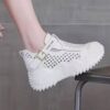 کتونی لژ مخفی لژدار زنانه رویه تنفسی تمام سفید Women’s Hidden Platform Breathable All White Sneakers