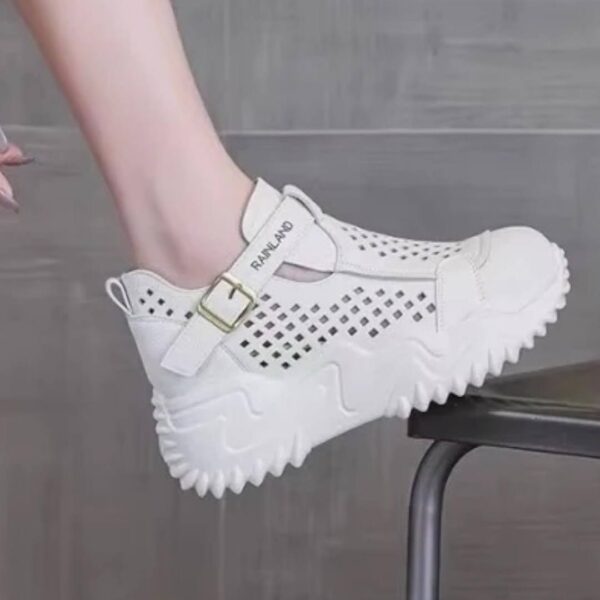 کتونی لژ مخفی لژدار زنانه رویه تنفسی تمام سفید Women’s Hidden Platform Breathable All White Sneakers