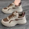 کتونی اسپرت لژدار طبی مدل پرنده ترند 2026 کرم قهوه‌ای Women’s Bird Style Platform Orthopedic Trend 2026 Cream Brown Sneakers