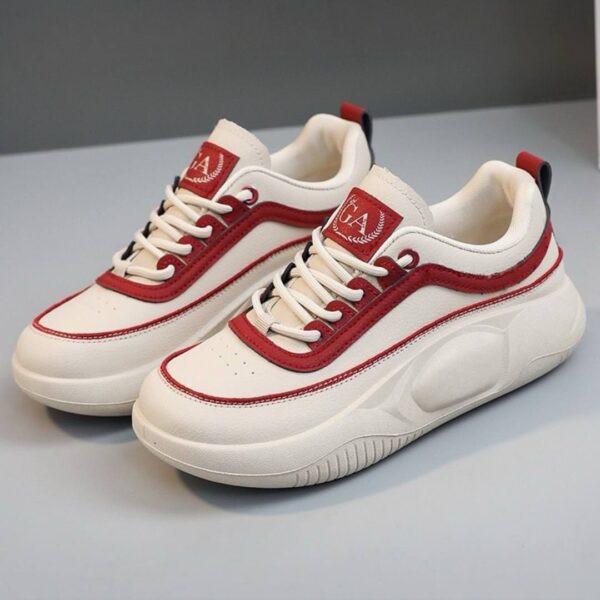 کتونی اسپرت لژدار خاص زنانه کرم قرمز Women’s Premium Platform Cream Red Sneakers